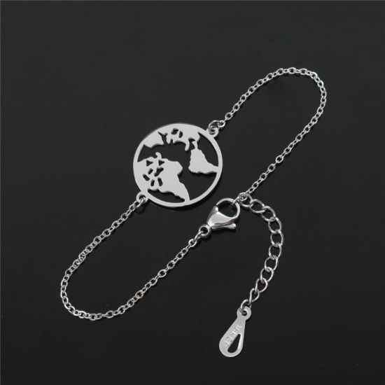 Image de Bracelets en Acier Inoxydable Argent Mat Rond Creux 16.5cm long, 1 Pièce