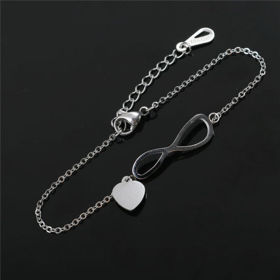 Bild von Edelstahl Armband Vergoldet Herz Symbol von Unendlichkeit 16.5cm lang, 1 Strang