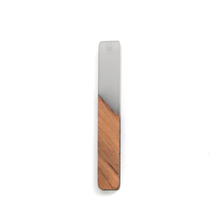 Picture of Resin Natural Wood Effect Resin Pendants Rectangle Ivory 52mm x 7mm, 5 PCs
