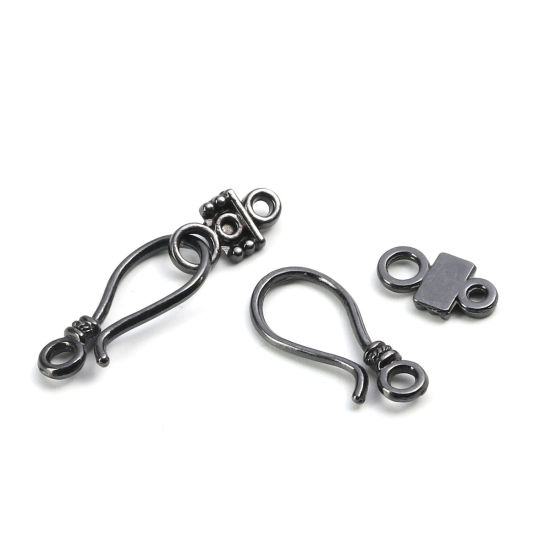 Picture of Zinc Based Alloy Hook Clasps Gunmetal 24mm x 11mm, 63 Sets