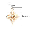 Picture of Brass Micro Pave Connectors Cross 18K Real Gold Plated Hollow Clear Rhinestone 13mm x 9mm, 2 PCs                                                                                                                                                              