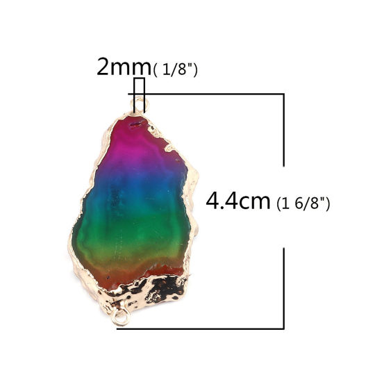 Изображение (Сорт A) Агат ( Природный ) Коннекторы Бесформенный Позолоченный Разноцветный 44мм x 23мм, 1 ШТ
