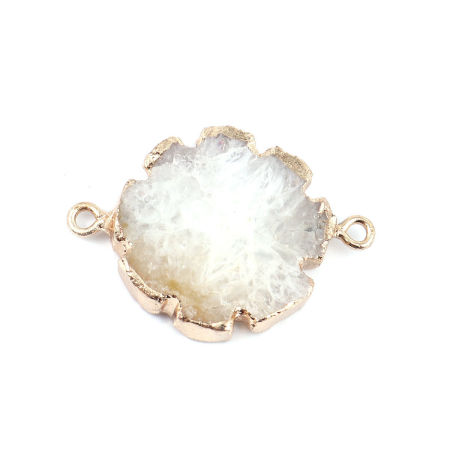 Picture of (Grade A) Agate ( Natural ) Connectors Irregular Gold Plated White 33mm x 24mm, 1 Piece