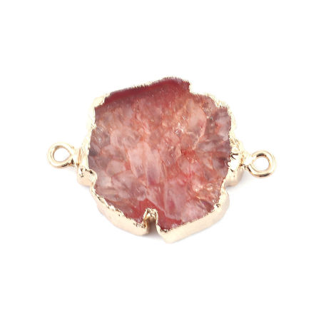 Picture of (Grade A) Agate ( Natural ) Connectors Irregular Gold Plated Brown 32mm x 23mm, 1 Piece