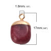 Picture of (Grade A) Agate ( Natural ) Charms Rectangle Gold Plated Red 17mm x 11mm, 1 Piece