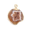Picture of (Grade A) Agate ( Natural ) Charms Irregular Gold Plated Brown 23mm x 18mm, 1 Piece