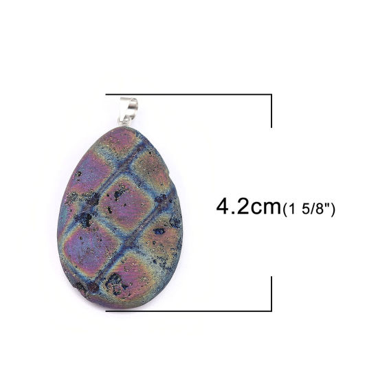 Image de (Classement A) Pendentifs en Agate ( Plaquage ) Goutte d'Eau Multicolore 4.2cm x 2.2cm, 1 Pièce