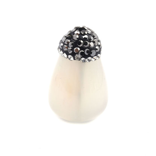 Picture of Agate ( Natural ) Beads Drop White Black Rhinestone About 24mm x 15mm, Hole: Approx 1.9mm, 1 Piece