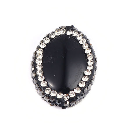 Picture of Agate Beads Oval & Clear Rhinestone 