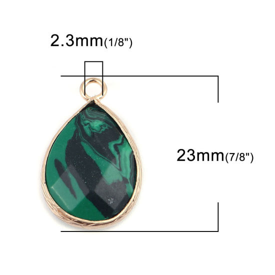 Picture of (Grade B) Malachite ( Natural ) Charms Drop Green Stripe 23mm x 14mm, 1 Piece