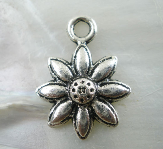 Imagen de Colgantes Aleación del Metal Del Zinc de Flor , Plata Antigua 20mmx 15mm, 60 Unidades