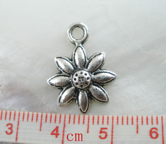 Imagen de Colgantes Aleación del Metal Del Zinc de Flor , Plata Antigua 20mmx 15mm, 60 Unidades
