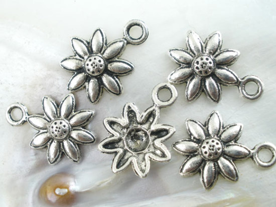 Imagen de Colgantes Aleación del Metal Del Zinc de Flor , Plata Antigua 20mmx 15mm, 60 Unidades