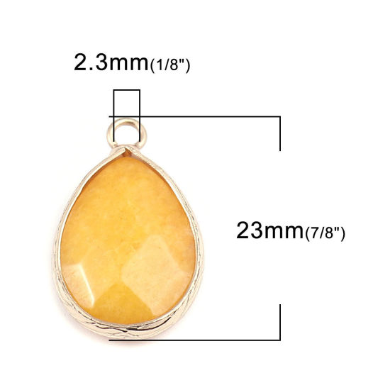 Image de (Classement B) Breloques en Pierre Blanche ( Teint ) Goutte d'Eau Doré Orange 23mm x 14mm, 1 Pièce