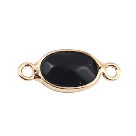 Image de (Classement B) Connecteurs en Pierre Blanche ( Teint ) Ovale Noir 16mm x 7mm, 1 Pièce