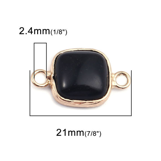 Picture of (Grade B) Stone ( Dyed ) Connectors Rectangle Black 21mm x 13mm, 1 Piece