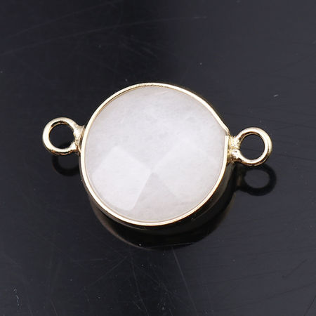 Picture of (Grade B) Stone ( Dyed ) Connectors Round White 24mm x 16mm, 1 Piece