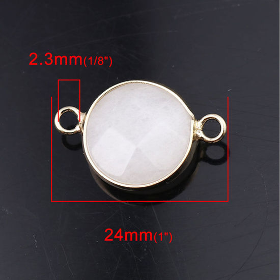 Image de (Classement B) Connecteurs en Pierre Blanche ( Teint ) Rond Blanc 24mm x 16mm, 1 Pièce