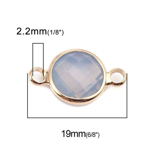 Picture of Glass ( Natural ) Connectors Round Gold Plated White Faceted 19mm x 11mm, 1 Piece