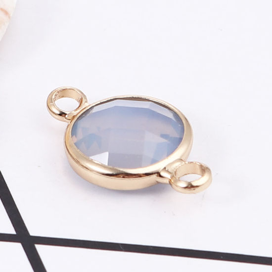 Picture of Glass ( Natural ) Connectors Round Gold Plated White Faceted 19mm x 11mm, 1 Piece