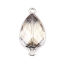 Picture of Natural Glass Connectors Drop Silver Tone Transparent Clear Faceted 3.3cm x 1.7cm, 1 Piece