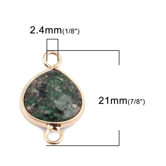 Picture of Stone ( Natural ) Charms Gold Plated Multicolor Drop 21mm x 13mm, 1 Piece