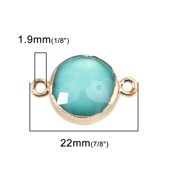 Picture of Natural Glass Connectors Round Gold Plated Mint Green Faceted 22mm x 14mm, 1 Piece