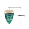 Picture of (Grade B) Malachite ( Natural ) Charms Gold Plated Green Triangle Stripe 19mm x 10mm, 1 Piece