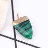 Picture of (Grade B) Malachite ( Natural ) Charms Gold Plated Green Triangle Stripe 19mm x 10mm, 1 Piece