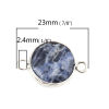 Picture of (Grade A) Blue-vein Stone ( Natural ) Connectors Round Deep Blue 23mm x 15mm, 1 Piece