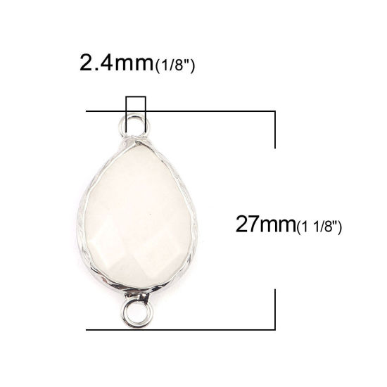 Image de (Classement A) Connecteurs en Pierre Blanche ( Naturel ) Goutte d'Eau Blanc A Facettes 27mm x 14mm, 1 Pièce