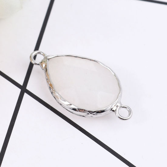 Picture of (Grade A) Stone ( Natural ) Connectors Drop White Faceted 27mm x 14mm, 1 Piece