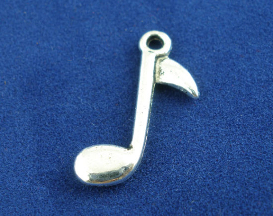 Picture of Charm Pendants Musical Note Antique Silver Color 23mm x10mm( 7/8" x 3/8"), 50 PCs