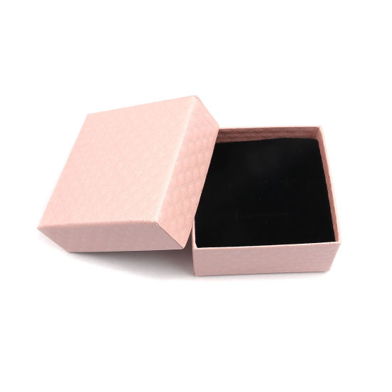 Picture of Paper Jewelry Gift Boxes Square Pink 7.4cm x 7.4cm , 4 PCs