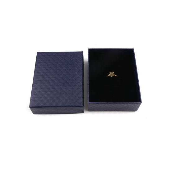 Picture of Paper Jewelry Gift Boxes Rectangle Deep Blue 9.7cm x 7.7cm , 4 PCs