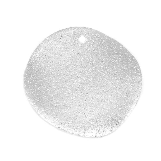 Image de Breloques en Laiton Rond Argent Mat Givré 25mm Dia, 10 Pcs