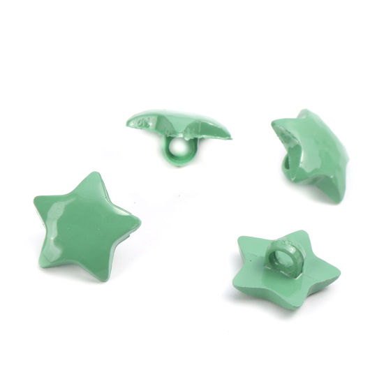 Picture of Acrylic Sewing Shank Buttons Pentagram Star Green 16mm x 16mm, 50 PCs