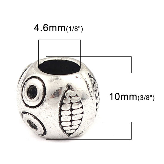 Immagine di Lega di Zinco Perline Testa Umana Argento Antico (Può Tenere ss4 Strass Appuntito Indietro) Circa 10mm x 8mm, Foro:Circa 4.6mm, 50 Pz