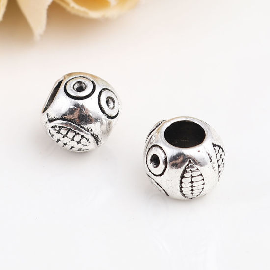 Immagine di Lega di Zinco Perline Testa Umana Argento Antico (Può Tenere ss4 Strass Appuntito Indietro) Circa 10mm x 8mm, Foro:Circa 4.6mm, 50 Pz