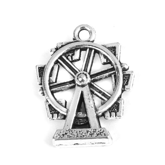 Picture of Zinc Based Alloy Charms Ferris Wheel Antique Silver Color 21mm x 17mm, 20 PCs