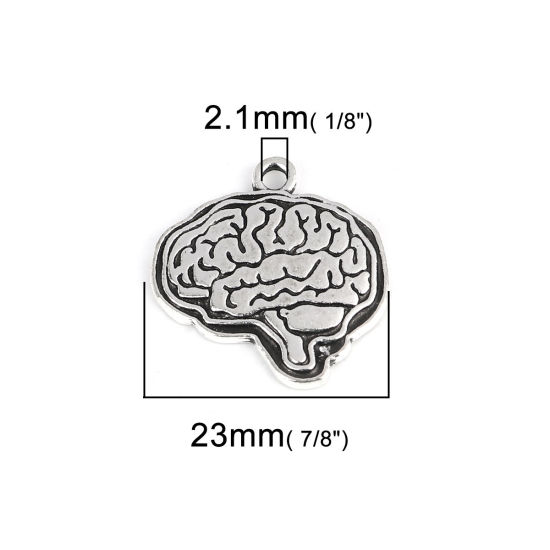 Picture of Zinc Based Alloy Charms Antique Silver Color Cerebrum/ Brain 23mm x 22mm, 10 PCs