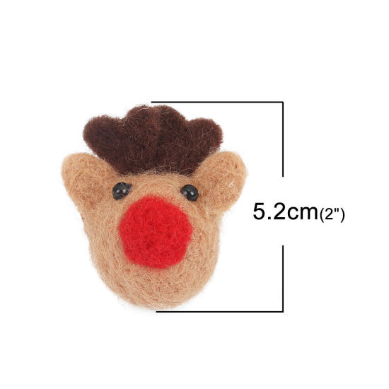 Picture of Wool For DIY & Craft Multicolor Christmas Reindeer 5.2cm x 4.8cm, 2 PCs