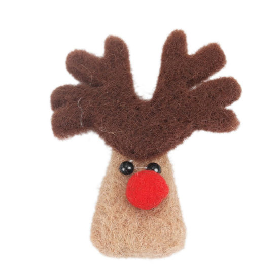 Picture of Wool For DIY & Craft Multicolor Christmas Reindeer 5.2cm x 4.8cm, 2 PCs