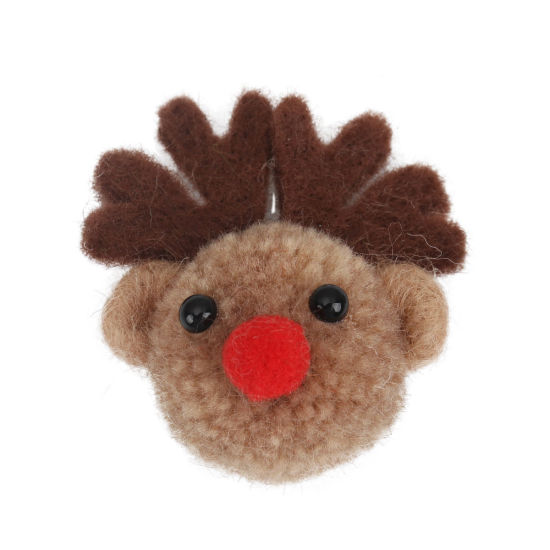 Picture of Wool For DIY & Craft Multicolor Christmas Reindeer 4.5cm x 4.5cm, 2 PCs