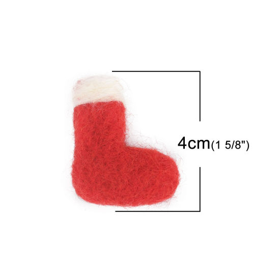 Изображение Шерсть Рождество DIY ремесло Красный Носок 4см x 3.3см, 2 ШТ