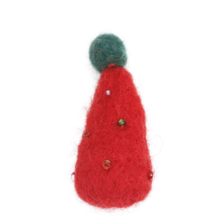 Wool For DIY & Craft Red Christmas Tree 4.5cm x 2.1cm, 2 PCs