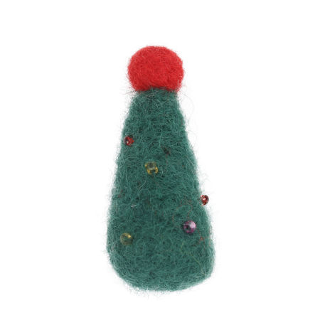 Lana DIY Artesanía Verde Oscuro Árbol de Navidad 4.5cm x 2.1cm, 2 Unidades