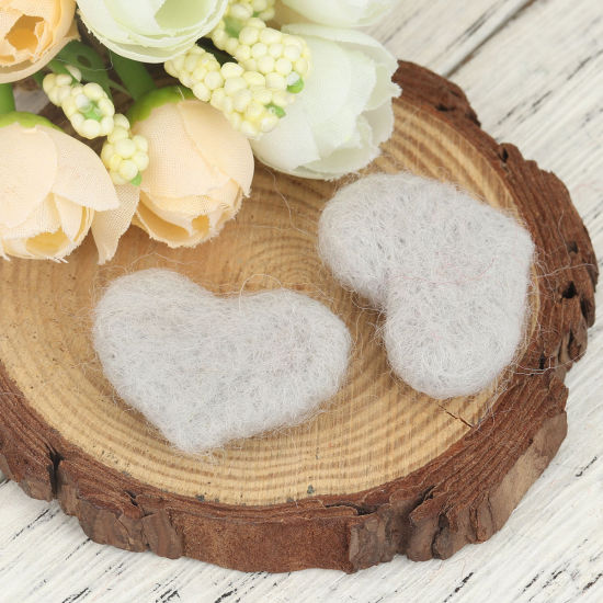 Picture of Wool For DIY & Craft Gray Heart 3.5cm x 2.7cm, 2 PCs