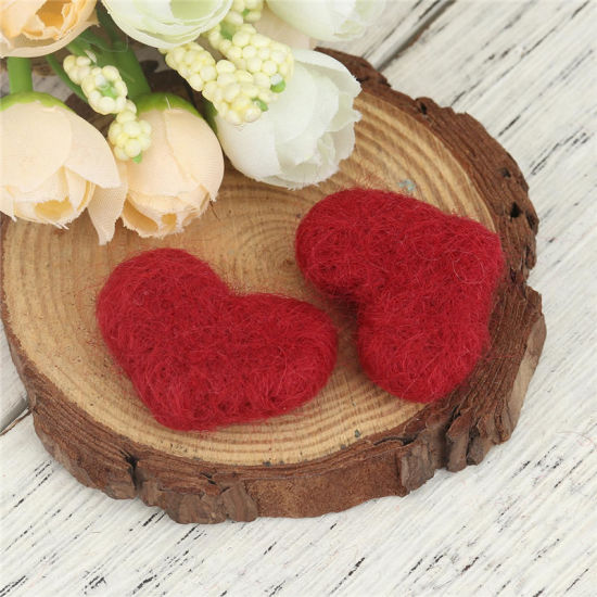 Picture of Wool For DIY & Craft Gray Heart 3.5cm x 2.7cm, 2 PCs