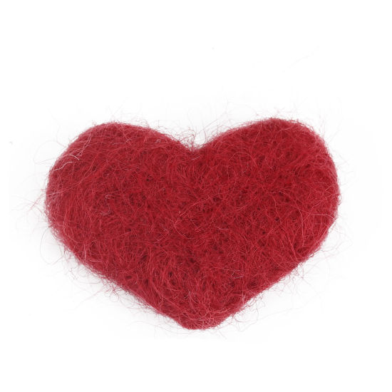 Picture of Wool For DIY & Craft Dark Red Heart 3.5cm x 2.7cm, 2 PCs